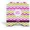 Pink & Green Chevron Stylized Tablet Stand - Front without iPad