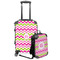 Pink & Green Chevron Suitcase Set 4 - MAIN