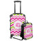 Pink & Green Chevron Kids 2-Piece Luggage Set - Suitcase & Backpack (Personalized)