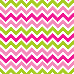 Pink & Green Chevron Fabric by the Yard - Spun Polyester Poplin