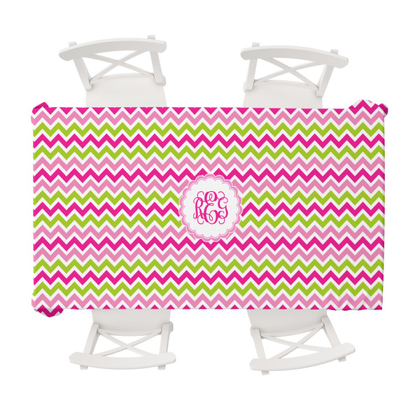 Custom Pink & Green Chevron Tablecloth - 58"x102" (Personalized)