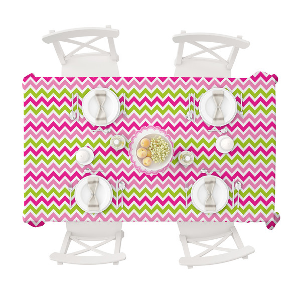 Pink & Green Chevron Tablecloths (58"x102") - TOP VIEW