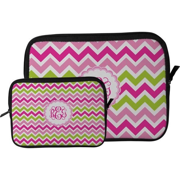 Pink & Green Chevron Tablet Sleeve (Size Comparison)