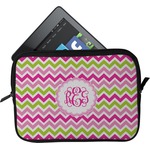 Pink & Green Chevron Tablet Case / Sleeve - Small (Personalized)