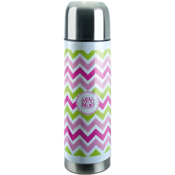 Custom Pink & Green Chevron Stainless Steel Thermos (Personalized)