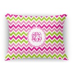 Pink & Green Chevron Rectangular Throw Pillow Case (Personalized)