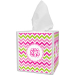 Pink & Green Chevron Tissue Box Cover (Personalized)