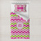 Pink & Green Chevron Toddler Bedding w/ Monogram