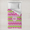 Pink & Green Chevron Toddler Duvet Cover w/ Monogram