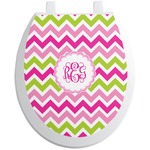 Pink & Green Chevron Toilet Seat Decal (Personalized)