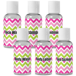 Pink & Green Chevron Travel Bottles (Personalized)