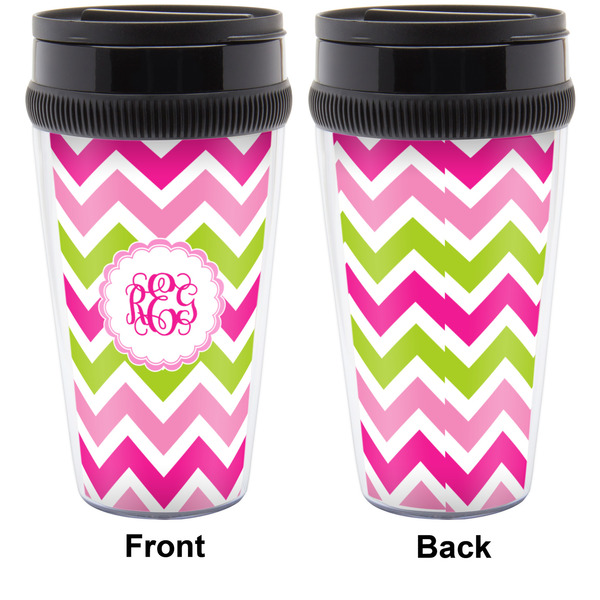Pink & Green Chevron Travel Mug Approval (Personalized)