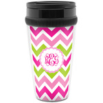 Pink & Green Chevron Acrylic Travel Mug without Handle (Personalized)