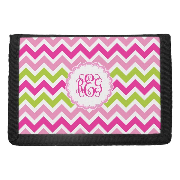 Custom Pink & Green Chevron Trifold Wallet (Personalized)
