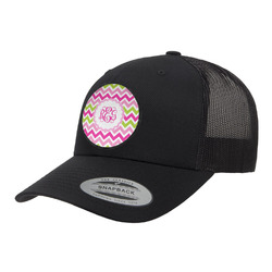 Pink & Green Chevron Trucker Hat - Black (Personalized)