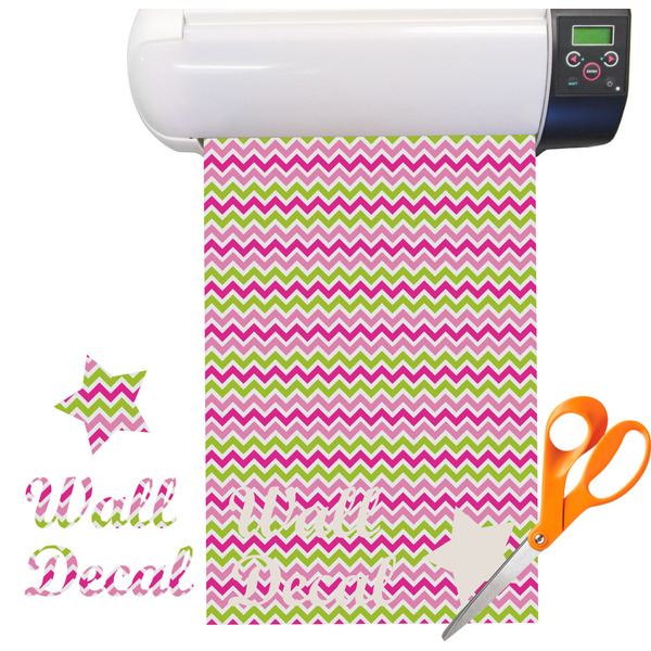 Custom Pink & Green Chevron Vinyl Sheet (Re-position-able)