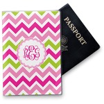 Pink & Green Chevron Vinyl Passport Holder (Personalized)