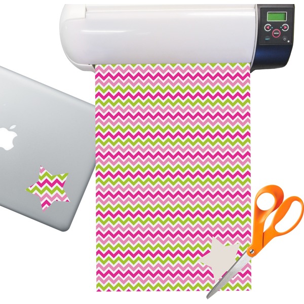 Custom Pink & Green Chevron Sticker Vinyl Sheet (Permanent)