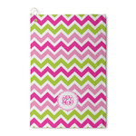 Pink & Green Chevron Waffle Weave Golf Towel (Personalized)