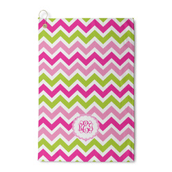 Pink & Green Chevron Waffle Weave Golf Towel (Personalized)