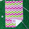 Pink & Green Chevron Waffle Weave Golf Towel - In Context