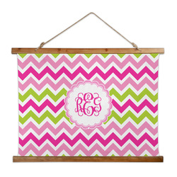 Pink & Green Chevron Wall Hanging Tapestry - Wide (Personalized)