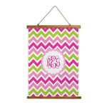 Pink & Green Chevron Wall Hanging Tapestry - Tall (Personalized)