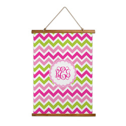 Pink & Green Chevron Wall Hanging Tapestry - Tall (Personalized)