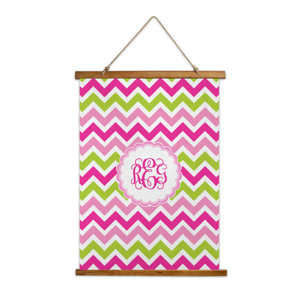 Custom Pink & Green Chevron Wall Hanging Tapestry - Tall (Personalized)