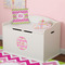 Pink & Green Chevron Wall Monogram on Toy Chest