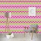Pink & Green Chevron Wallpaper & Surface Covering