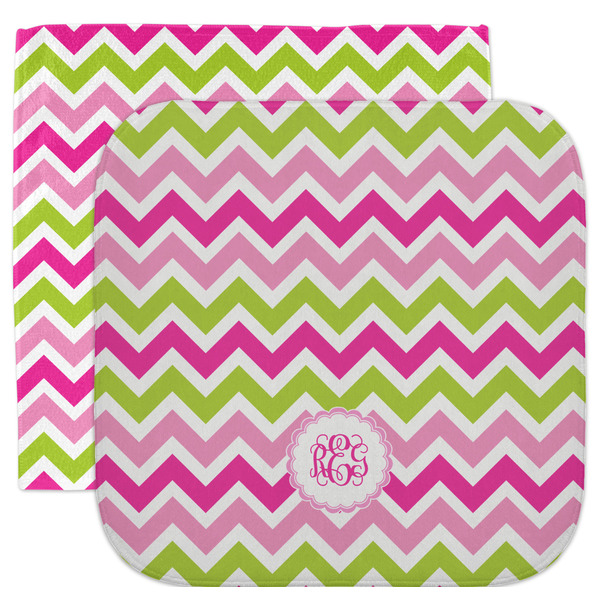 Custom Pink & Green Chevron Facecloth / Wash Cloth (Personalized)