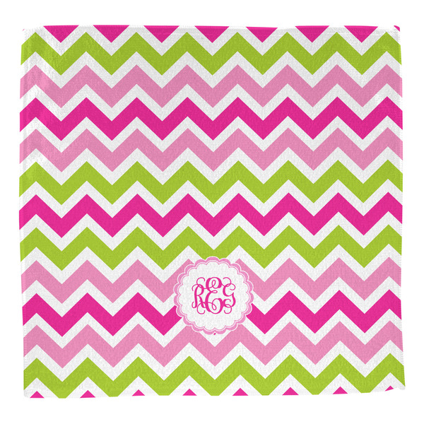 Pink & Green Chevron Washcloth - Front - No Soap