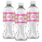 Pink & Green Chevron Water Bottle Labels - Front View