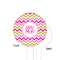 Pink & Green Chevron White Plastic 4" Food Pick - Round - Single Sided - Front & Back