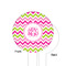 Pink & Green Chevron White Plastic 6" Food Pick - Round - Single Sided - Front & Back