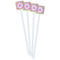 Pink & Green Chevron White Plastic Stir Stick - Double Sided - Square - Front