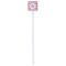 Pink & Green Chevron White Plastic Stir Stick - Single Sided - Square - Single Stick
