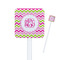 Pink & Green Chevron Square Plastic Stir Sticks (Personalized)