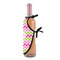 Pink & Green Chevron Wine Bottle Apron - DETAIL WITH CLIP ON NECK