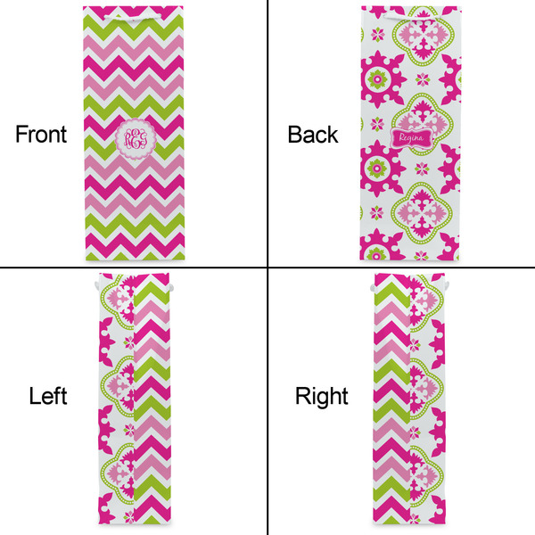 Pink & Green Chevron Wine Gift Bag - Gloss - Approval