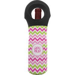 Pink & Green Chevron Wine Tote Bag (Personalized)