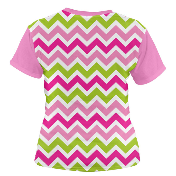 Pink & Green Chevron Women's T-shirt Back