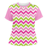 Pink & Green Chevron Women's Crew T-Shirt - Large