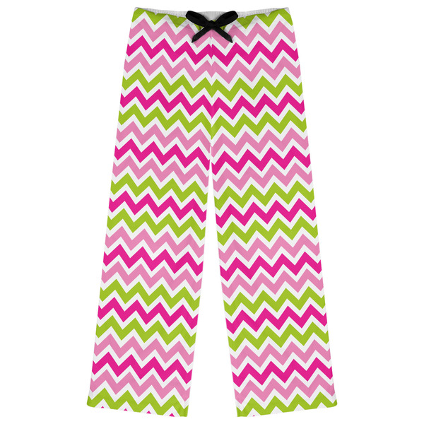 Custom Pink & Green Chevron Womens Pajama Pants - S