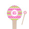 Pink & Green Chevron 4" Round Wooden Food Picks - Single Sided (Personalized)