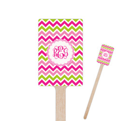Pink & Green Chevron 6.25" Rectangle Wooden Stir Sticks - Single Sided (Personalized)
