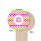 Pink & Green Chevron Wooden 6" Food Pick - Round - Single Sided - Front & Back