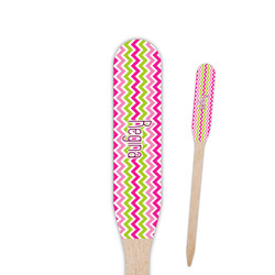 Pink & Green Chevron Paddle Wooden Food Picks - Double Sided (Personalized)