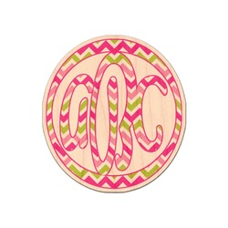 Pink & Green Chevron Genuine Maple or Cherry Wood Sticker (Personalized)